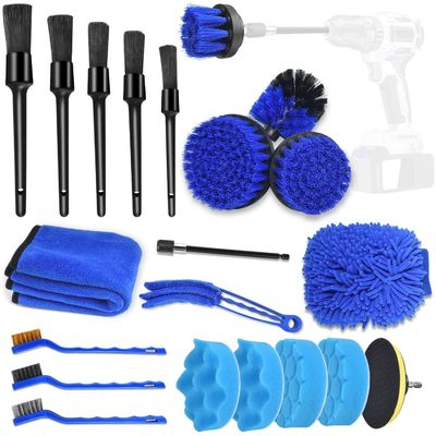 21 PCS 自動車清掃ツール キット ブラシ用スポンジパッド 車輪用ダッシュボード インテリア