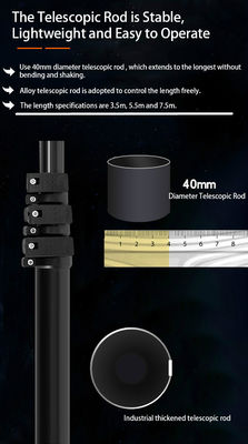 7.5m リチウム電池 望遠鏡式太陽光パネル 洗浄ブラシ ダブルヘッド